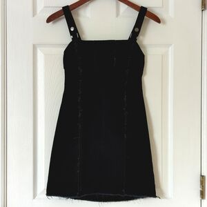 Urban Outfitters Cotton Velvet Sleeveless Square Neck Mini Sheath Dress Black XS